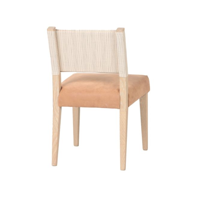 Lila Leather Linen Back Dining Chair - World Interiors