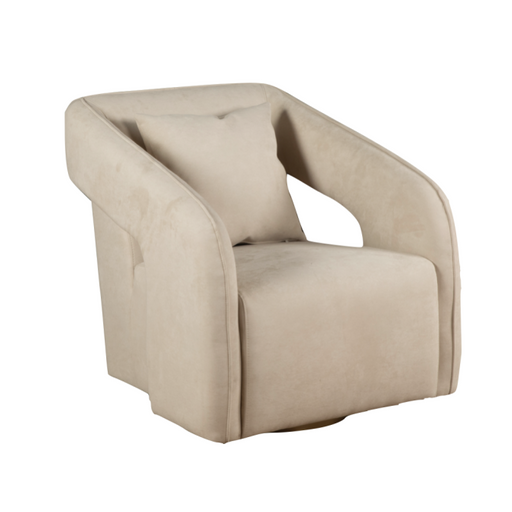 Dahlia Swivel Accent Chair in Beige Eco-Suede - World Interiors