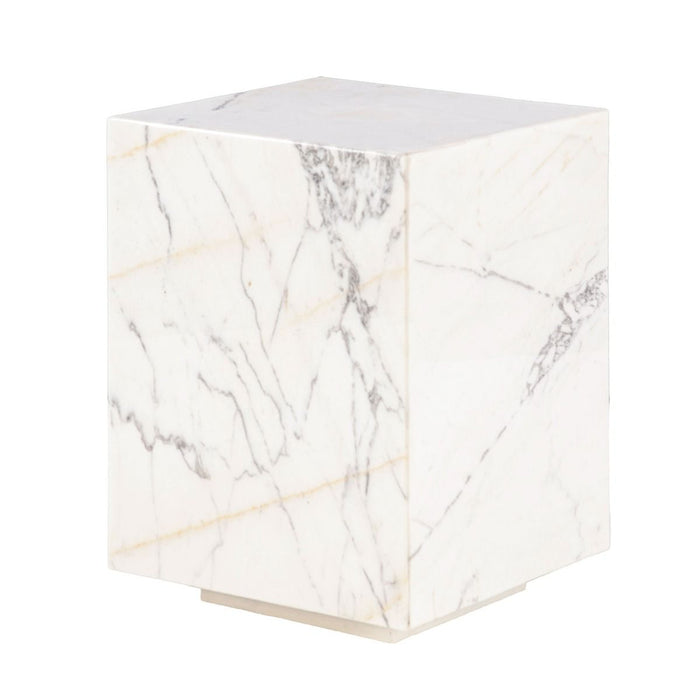 Giza 15" Drum Side Table in Alabaster Marble - World Interiors
