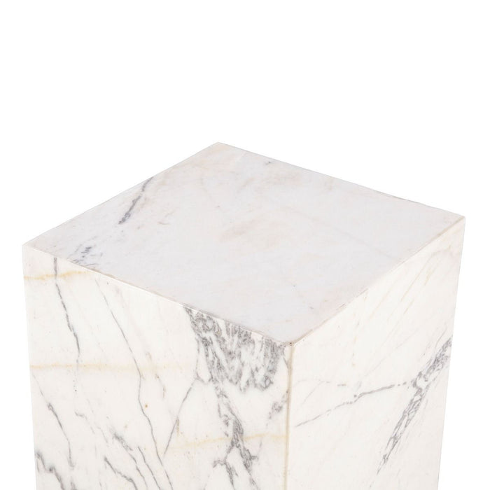 Giza 15" Drum Side Table in Alabaster Marble - World Interiors
