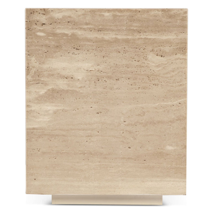 Giza 18" Drum Side Table in Travertine Stone - World Interiors