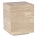 Giza 18" Drum Side Table in Travertine Stone - World Interiors