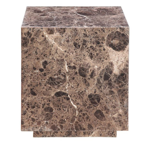 Giza 22" Drum Side Table in Dark Emperador Marble - World Interiors