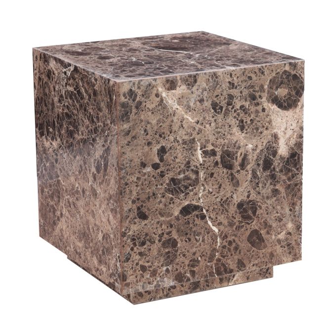Giza 22" Drum Side Table in Dark Emperador Marble - World Interiors