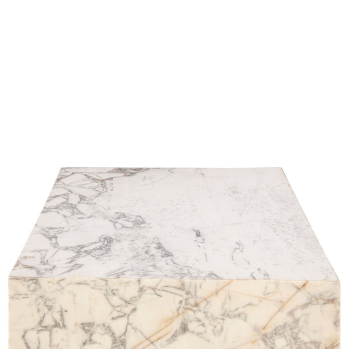 Giza 32" Drum Coffee Table in Alabaster Marble - World Interiors