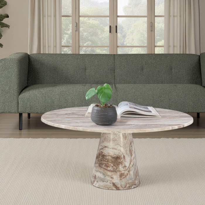 Giza 38" Round Coffee Table in Brown Toronto Marble - World Interiors