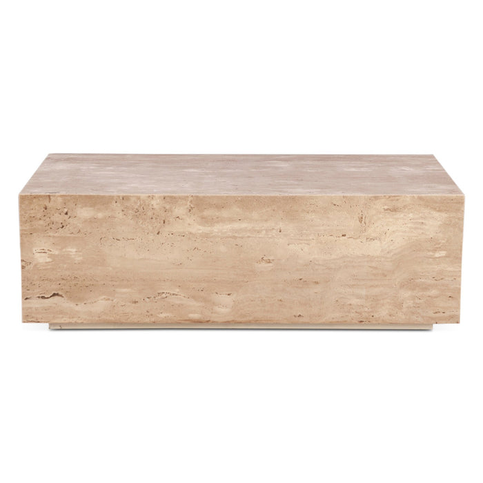 Giza 50" Drum Coffee Table in Travertine Stone - World Interiors