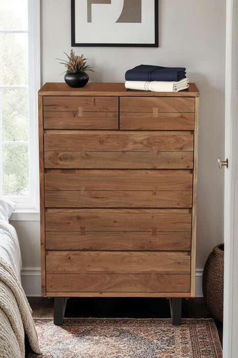 Glenwood 52" Tall Chest in Smoked Acacia - World Interiors