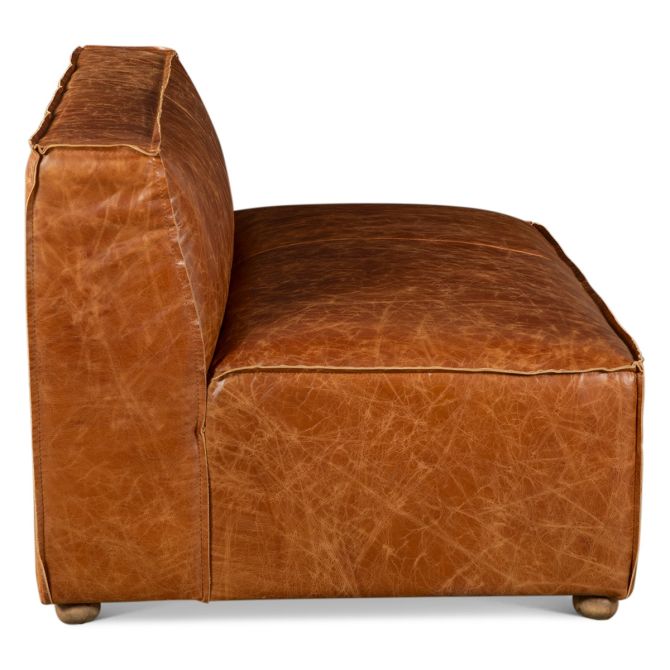 Chiavari Full Back Loveseat in Distressed Cocoa Brown Leather - World Interiors