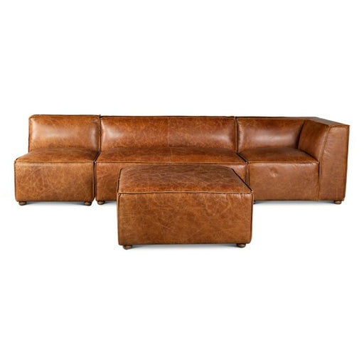 Chiavari Modular Sectional in Distressed Cocoa Brown Leather - World Interiors
