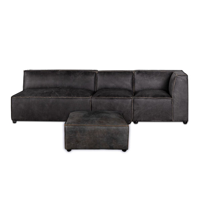 Chiavari Modular Sectional in Distressed Ebony Leather