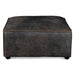 Chiavari Distressed Leather Ottoman - World Interiors