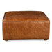 Chiavari Distressed Leather Ottoman - World Interiors