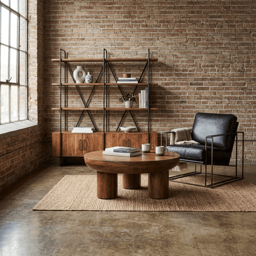 Noto 39" Round Coffee Table in Acorn Brown - World Interiors