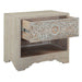 Haveli 26" Plinth Base Nightstand in Carved Heirloom White - World Interiors