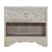Haveli 26" Plinth Base Nightstand in Carved Heirloom White - World Interiors