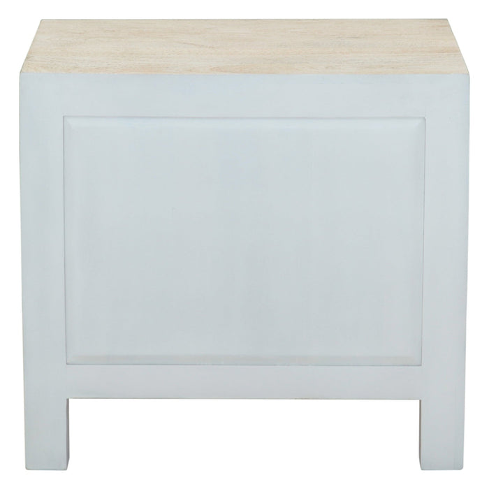 Haveli 26" Plinth Base Nightstand in Carved Heirloom White - World Interiors