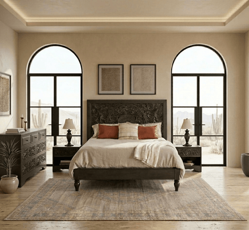 Haveli 4 - Piece Rustic Bedroom Set (King Bed + 2 Nightstands + Dresser) - World Interiors