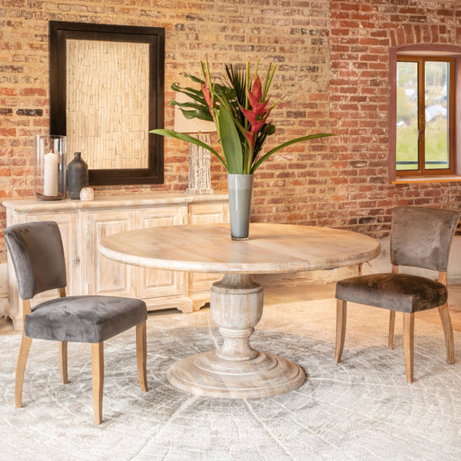 Haveli 60" Round Dining Table in Heirloom White - World Interiors
