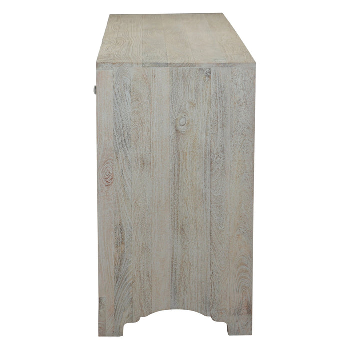 Haveli 71" Plinth Base Dresser in Carved Heirloom White - World Interiors