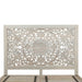 Haveli Queen Bed in Hand Carved Heirloom White - World Interiors