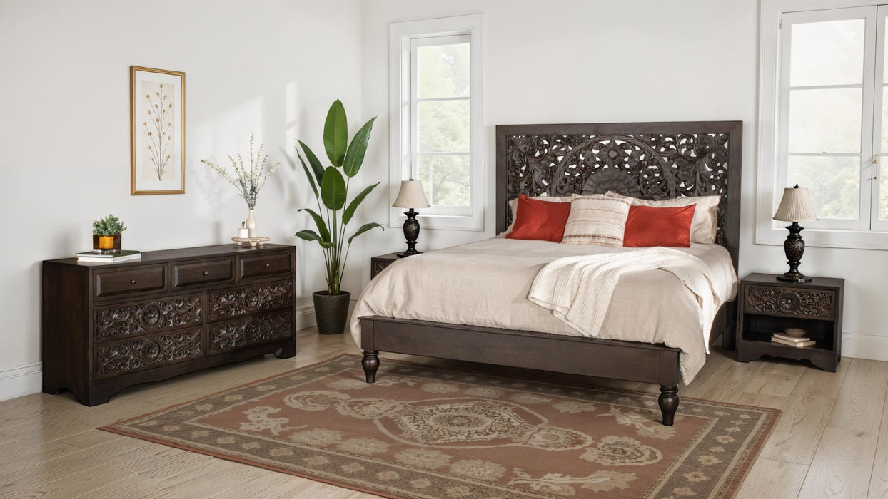 Haveli Traditional Handcarved Nightstand - World Interiors