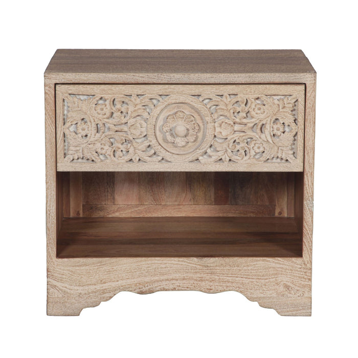 Haveli Traditional Handcarved Nightstand - World Interiors