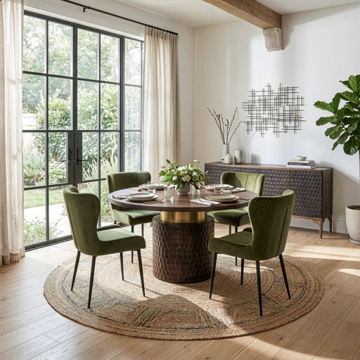 Isabella Green Suede Modern Dining Chair - World Interiors