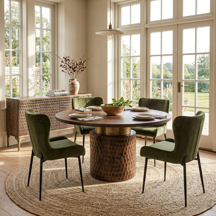 Isabella Green Suede Modern Dining Chair - World Interiors