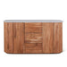 Kensington 68" Kitchen Island in Natural Acacia with White Marble Top - World Interiors