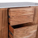 Kensington 68" Kitchen Island in Natural Acacia with White Marble Top - World Interiors