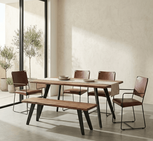 Knoxville x Melbourne 6 - Piece Live Edge Dining Set (68" Table + 4 Chairs + Bench) - World Interiors