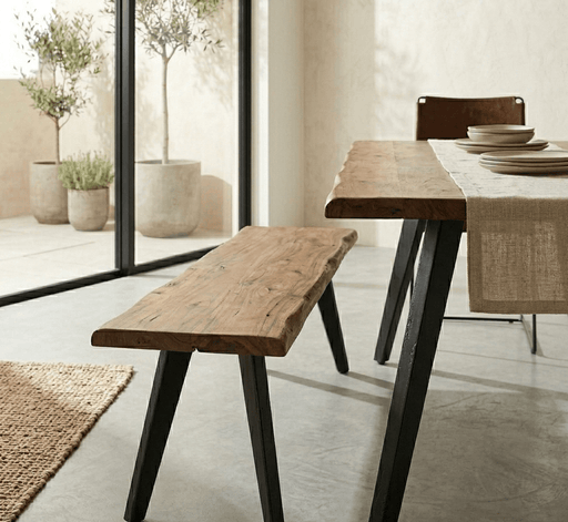 Knoxville x Melbourne 6 - Piece Live Edge Dining Set (68" Table + 4 Chairs + Bench) - World Interiors