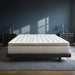 Langley Luxury Mattress on a platform bed in a moody blue bedroom