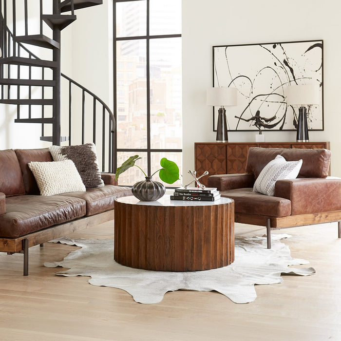 Lisbon Modern White Marble Coffee Table - World Interiors