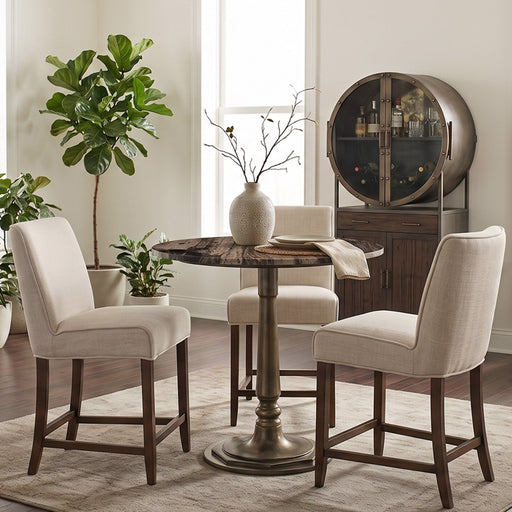 Melbourne 36" Gathering Table with Cappuccino Marble and Antique Gold Hexagon Base - World Interiors