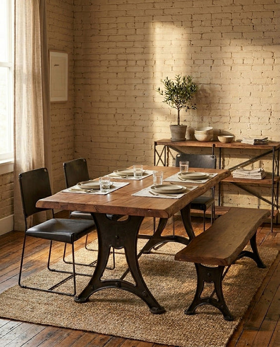 Melbourne Black Leather and Iron Dining Chair - World Interiors