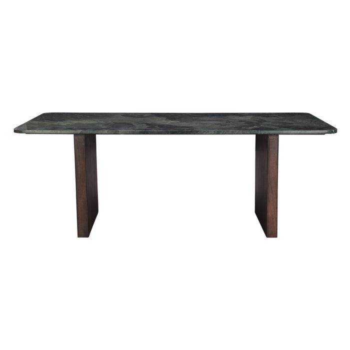Notion 82" Dining Table in Green Marble with a Dark Mango Base - World Interiors
