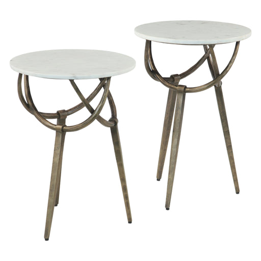 Odessa 16" White Marble Nesting Side Tables - World Interiors