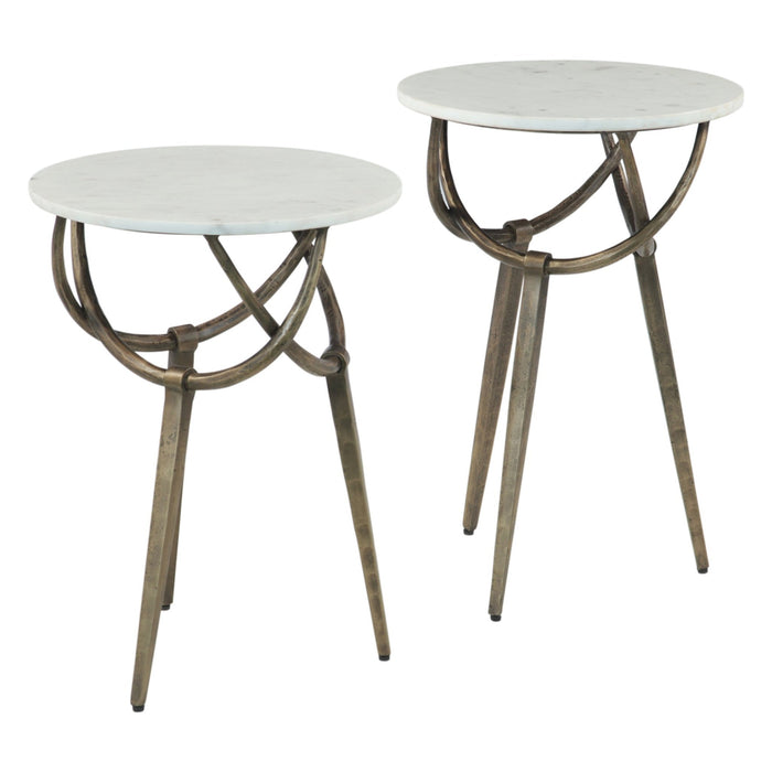 Odessa 16" White Marble Nesting Side Tables - World Interiors