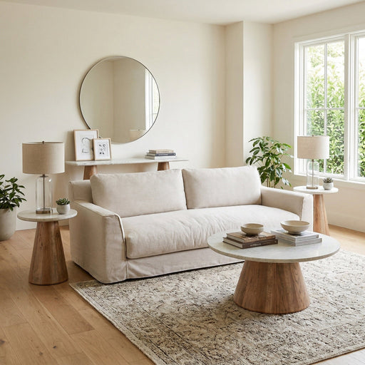 Oliver White Linen Slipcover Sofa - World Interiors