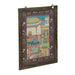Framed canvas painting of a Mughal court scene in a hand-painted floral reclaimed wood frame, ready to hang