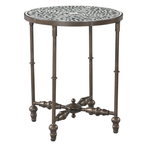 Ozark 20" Side Table with Floral Horn Inlay and Iron - World Interiors