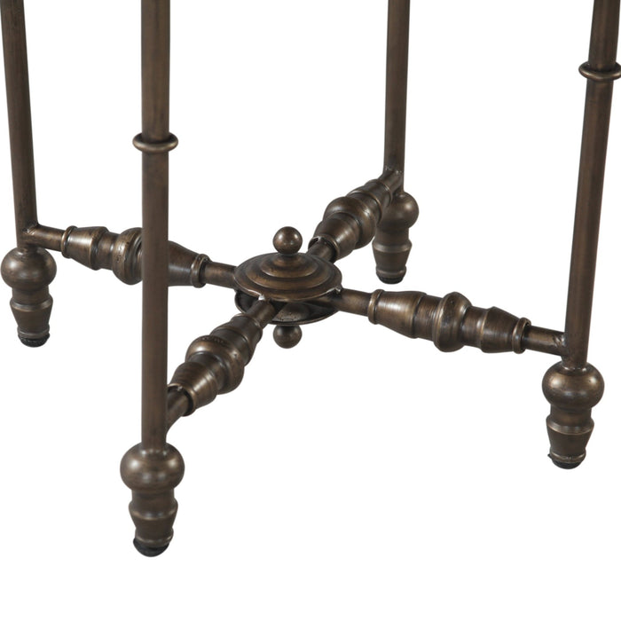 Ozark 20" Side Table with Floral Horn Inlay and Iron - World Interiors