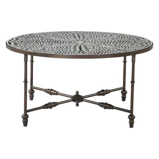 Ozark 40" Coffee Table with Floral Horn Inlay and Iron - World Interiors