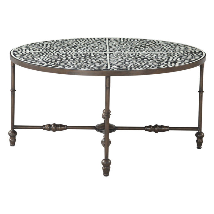 Ozark 40" Coffee Table with Floral Horn Inlay and Iron - World Interiors