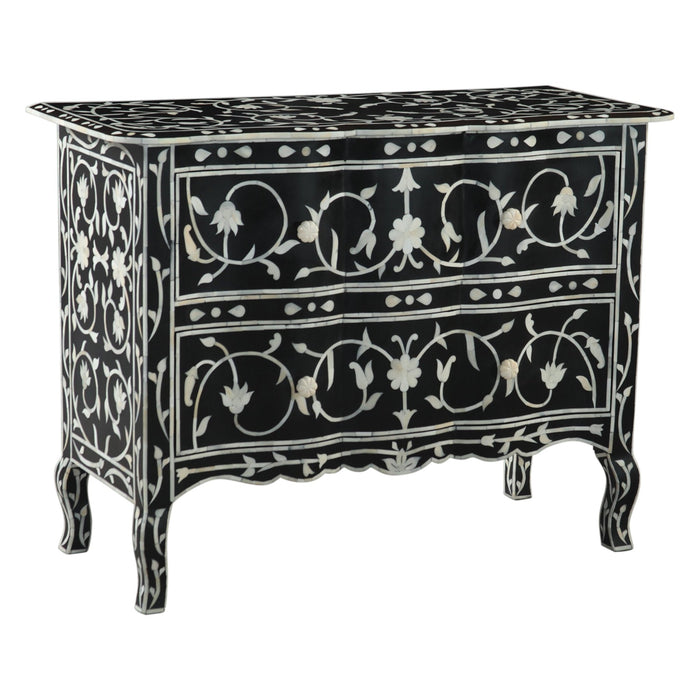 Ozark 42" Two Drawer Chest with Floral Horn Inlay - World Interiors