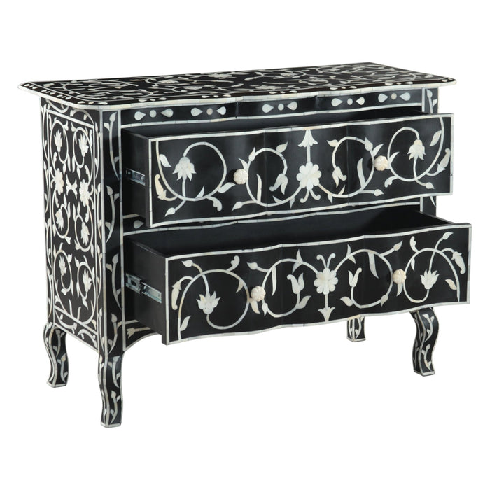 Ozark 42" Two Drawer Chest with Floral Horn Inlay - World Interiors