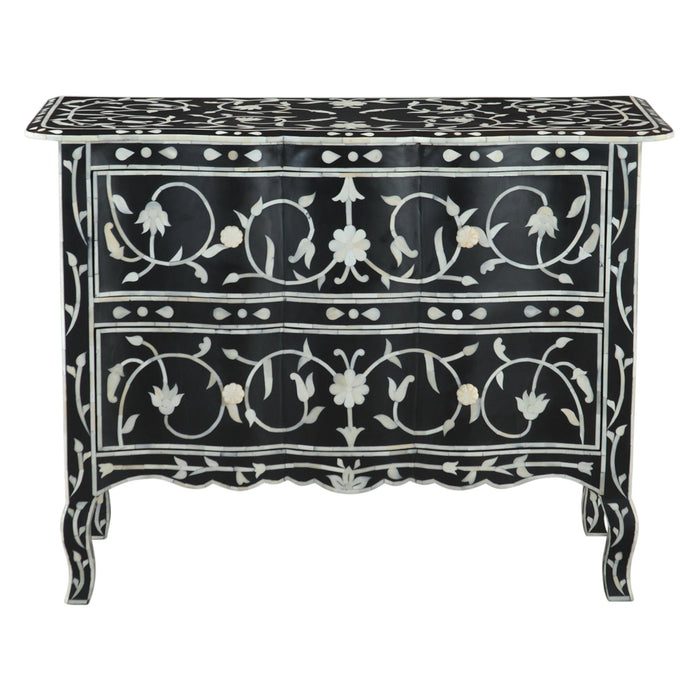 Ozark 42" Two Drawer Chest with Floral Horn Inlay - World Interiors