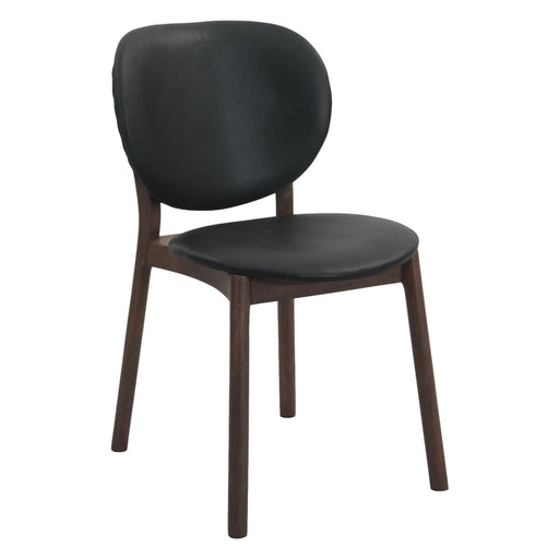 Parker 18" Round Back Dining Chair in Black Leather and Wood - World Interiors